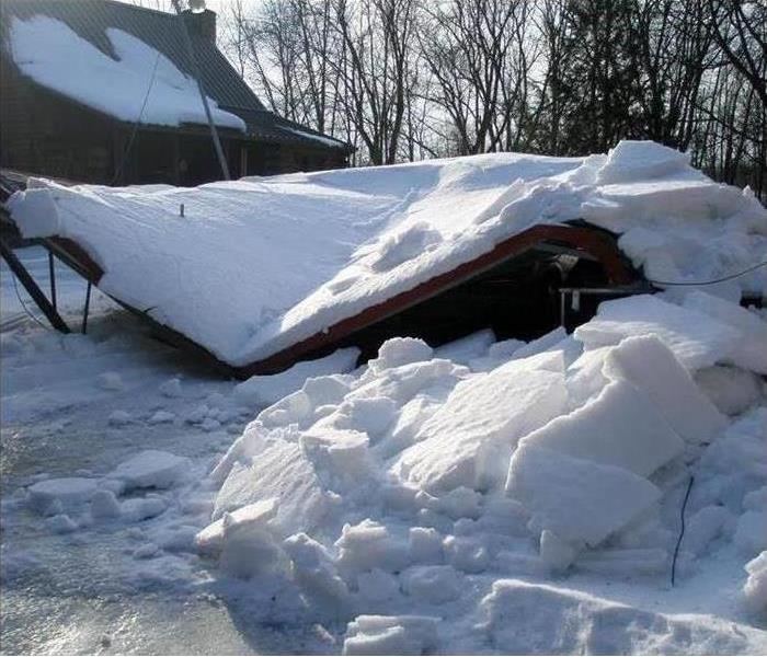 fallen roof from heavy snow